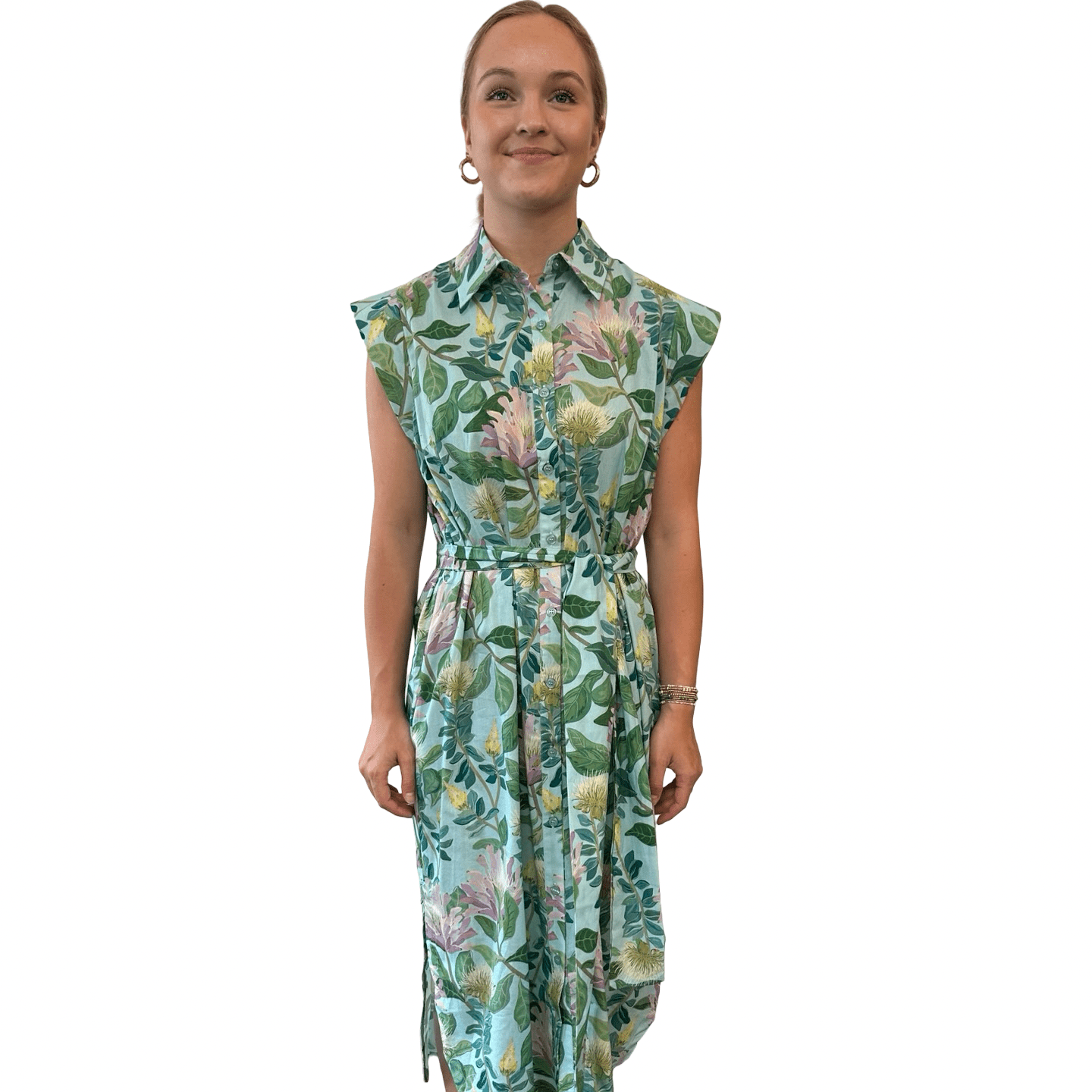 Jade Round Hem Midi Dress in Sweet Thistle