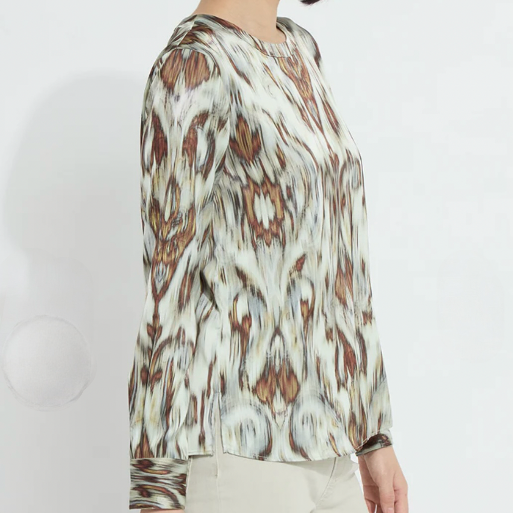 Lysse Tanni Crew Neck Blouse in Woodland Paisley